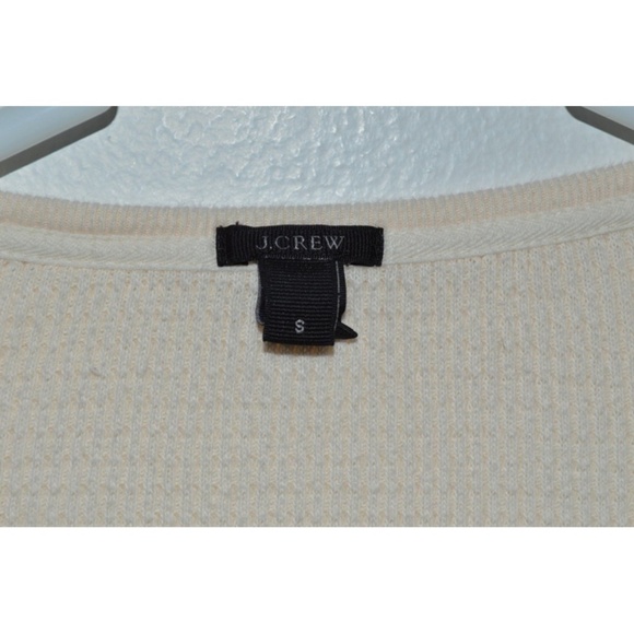 J CREW White Neon Pink Striped Thermal Henley - Picture 3 of 4